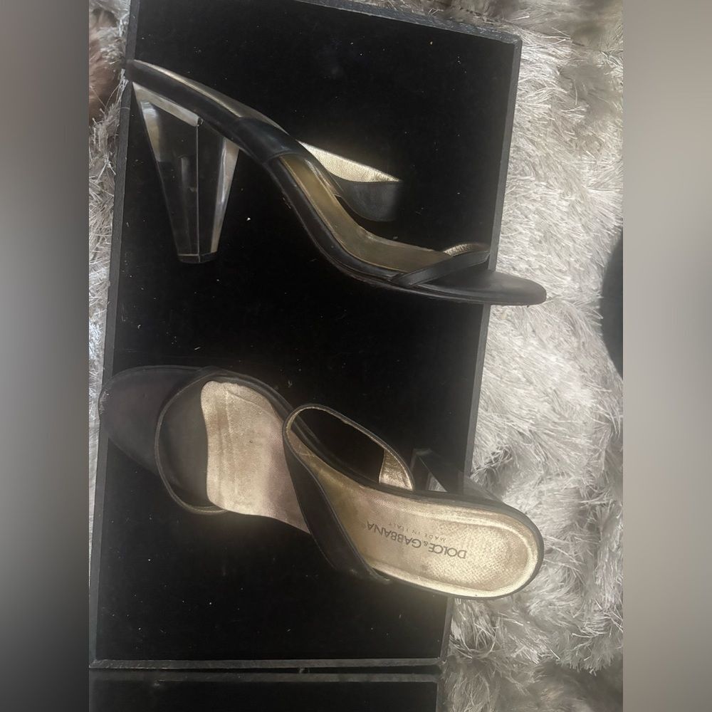 Dolce & gabbana dress shoes clear block heels vintage sandals strappy open toe